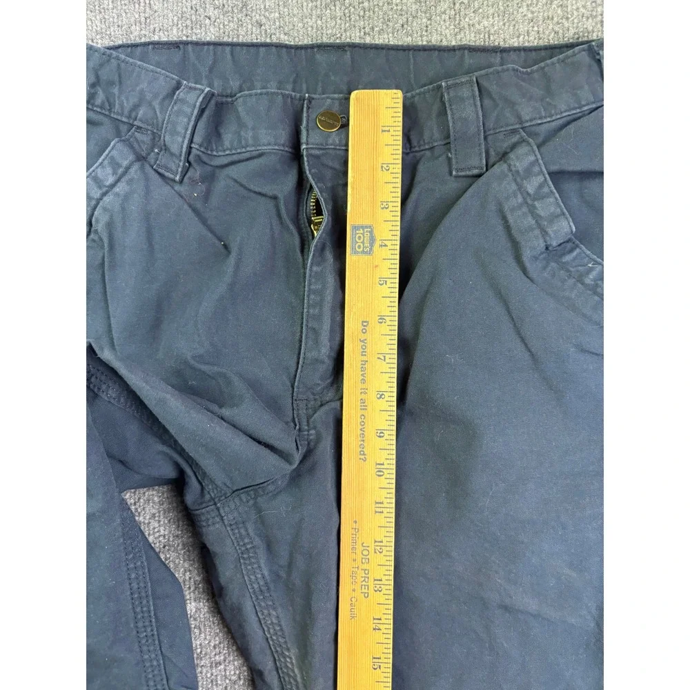 Carhartt Work Pants Mens 35x30 Navy Blue Canvas Straight Leg Utility Trousers